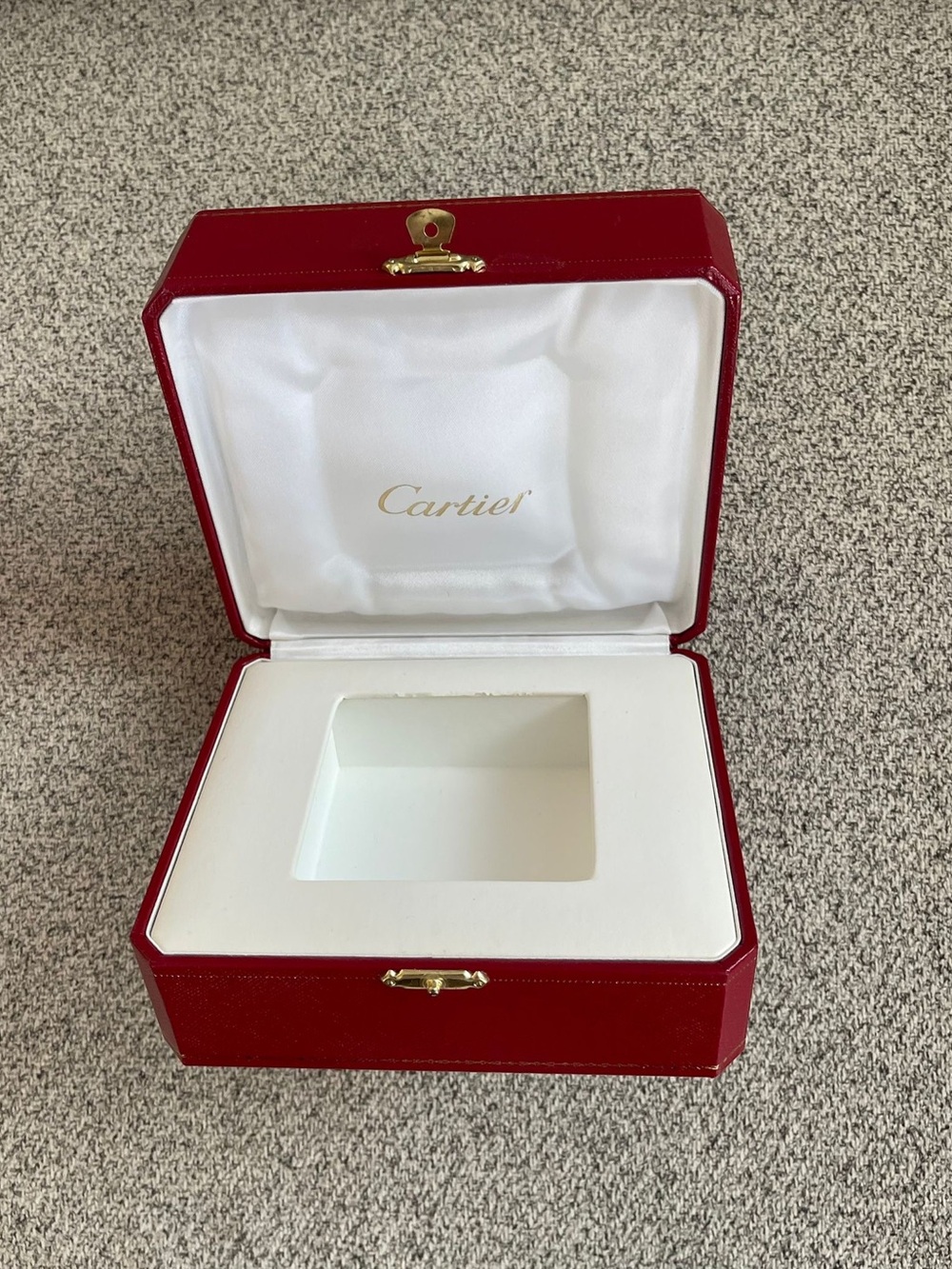 Cartier Red and White Jewelry Case with Gold Accents